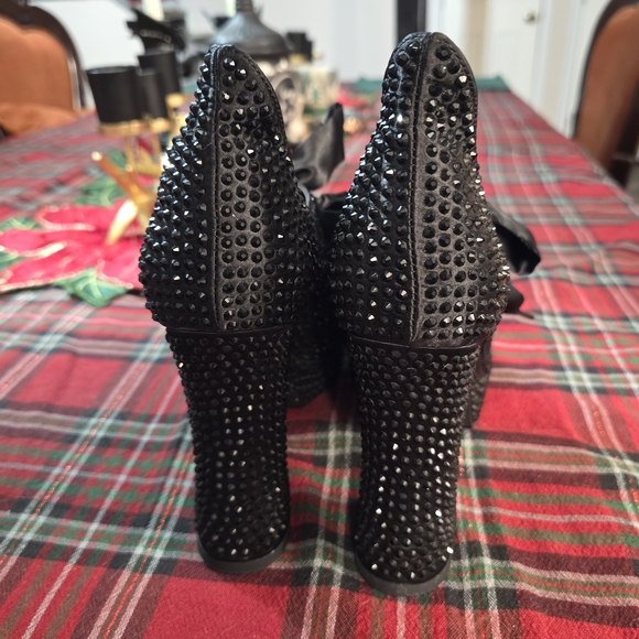 Dolls Kill Black Studded Heels with Satin Bow - Picture 3 of 7